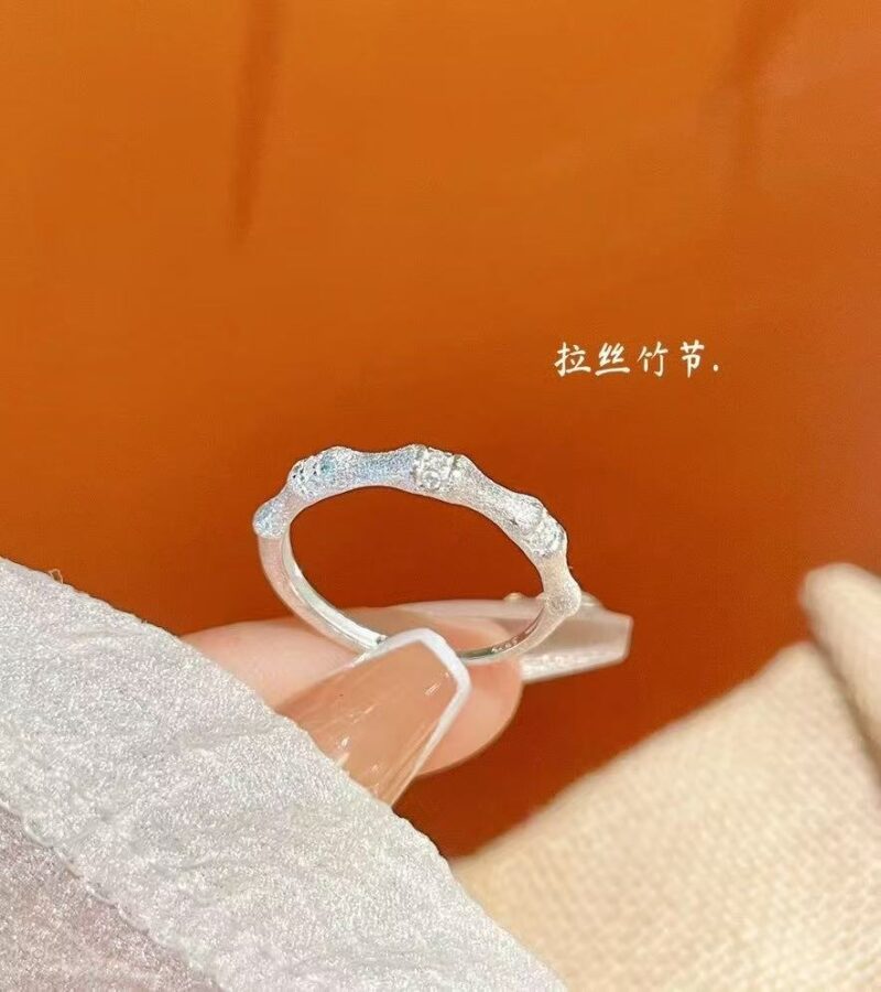 Brushed diamond-inlaid bamboo ring gold and silver high-end