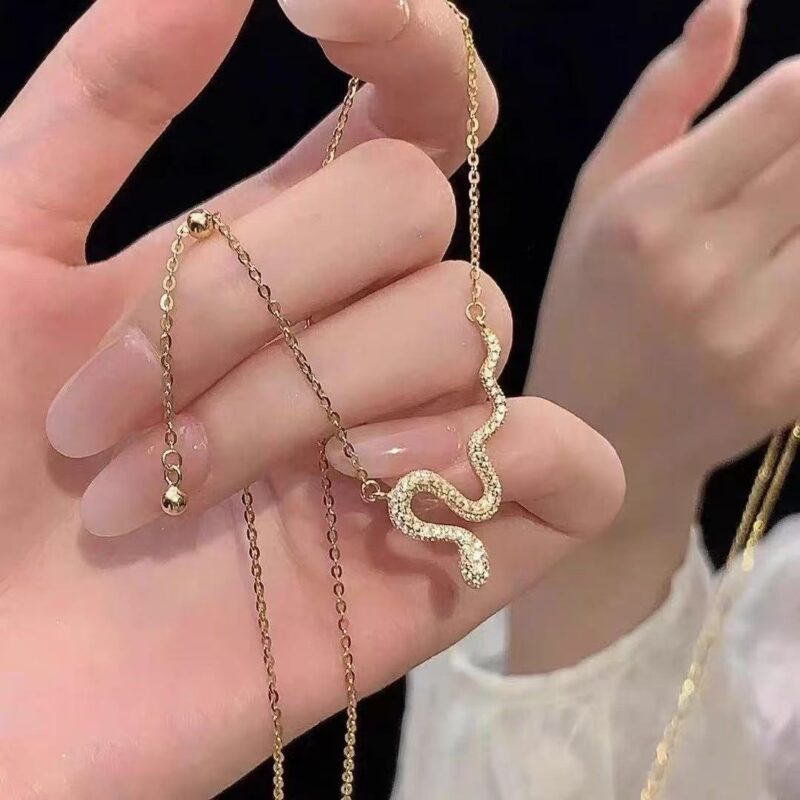 Sterling silver double-layer serpentine necklace light luxury women's football silver 990 - Image 3